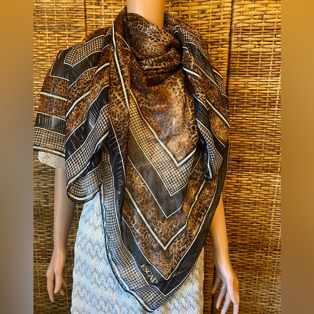 Silk ESCADA Jaguar / Leopard Animal Print Scarf Wrap